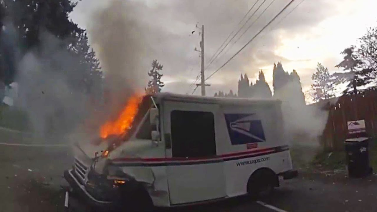 Authorities, Bystander Rescue Postal Worker From Mail Truck Engulfed In Flames
