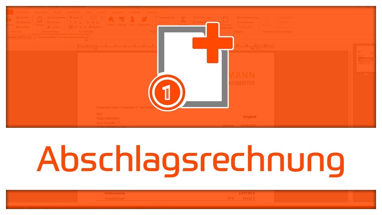 Abschlagsrechnung erstellen | smarthandwerk Handwerkersoftware