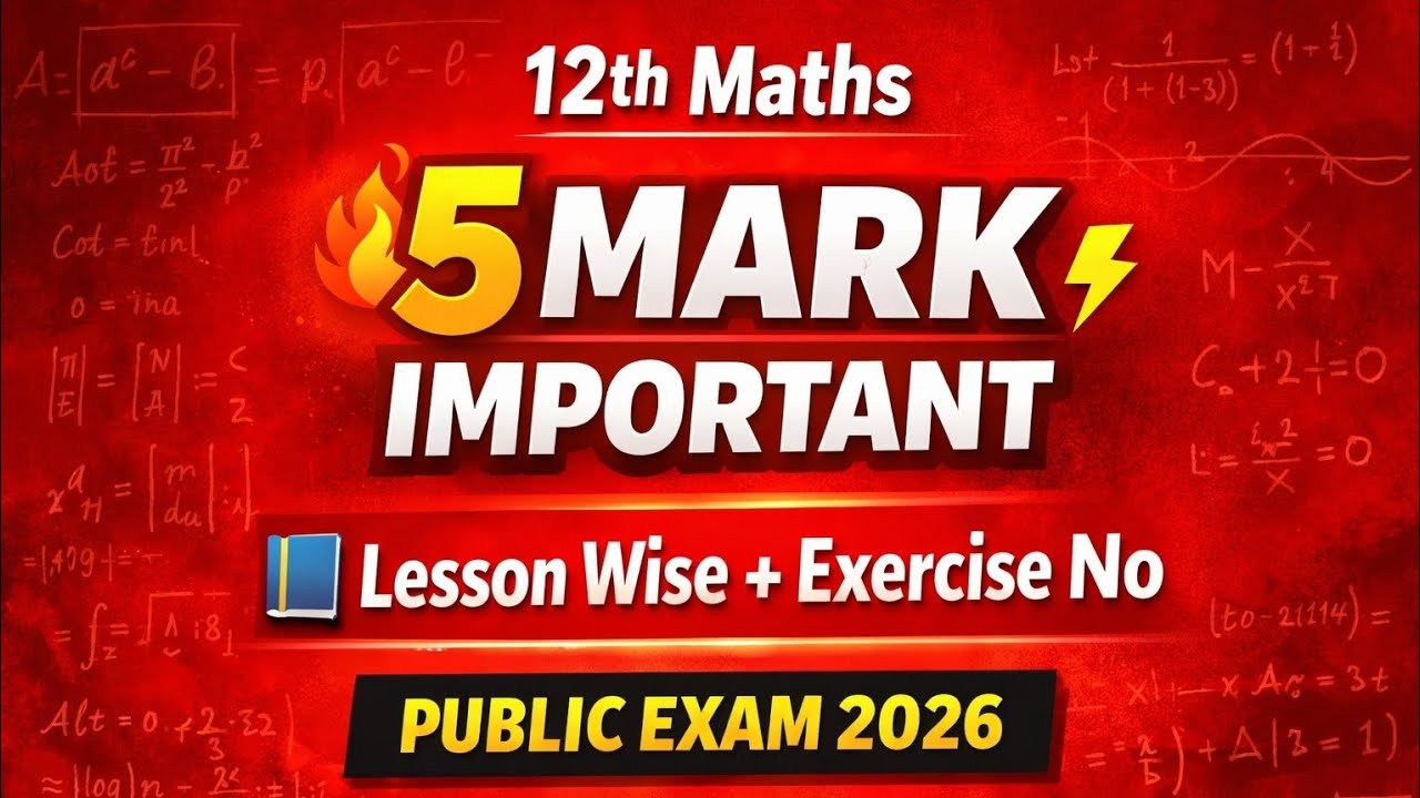 12th Maths 5 Mark Sure Shot 2026 5 Mark Important – 12th Maths Public Exam12th Maths 5 Mark Revision