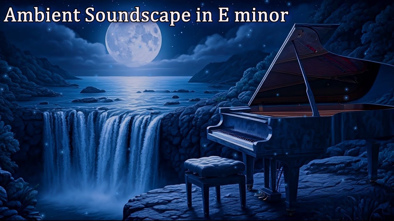 Dreamy Soundscape in E minor, Ambient Background Piano Music, Deep Sleeping Music Black Screen