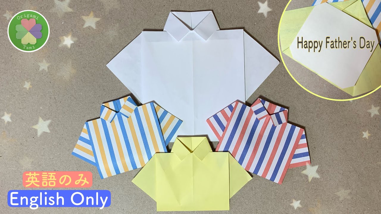 Easy Father's Day Shirt Card   Learning English While Folding Origami #Bilingual #Origami