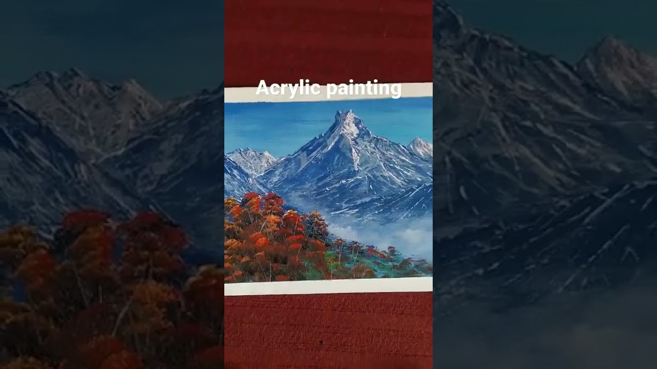 acrylic mountain painting Mt fishtail#shorts