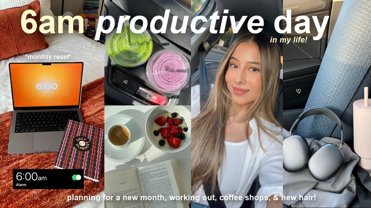 6AM *productive* day in my life!⛅️ early mornings, monthly reset, working out, & running errands!