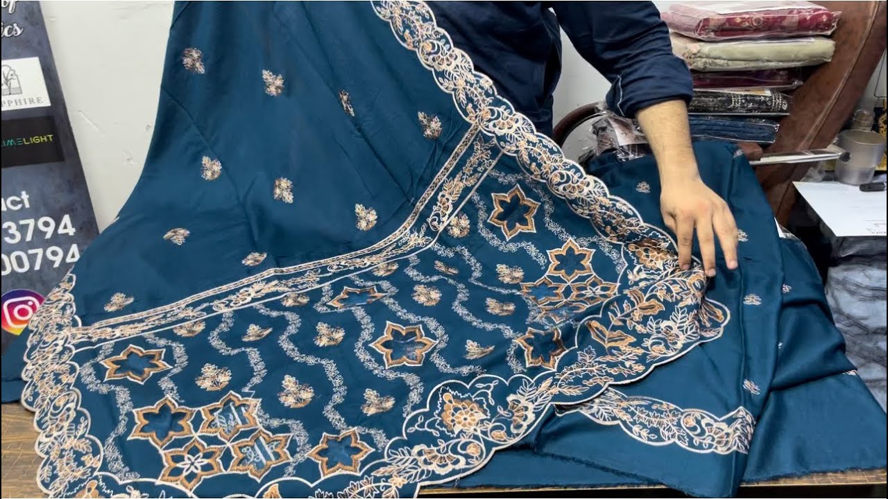 HAJRA EMAAN Original Brand Aplic Series 2024|Fully Emroiderey Karandi 3PC Unstitch |#new #HAJRAEMAN