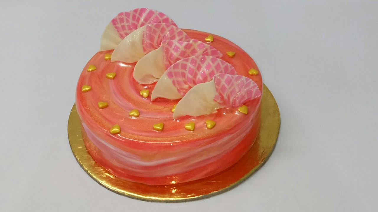 Basic new simple cake design -25 [chocolate fan design flower garnishing ]