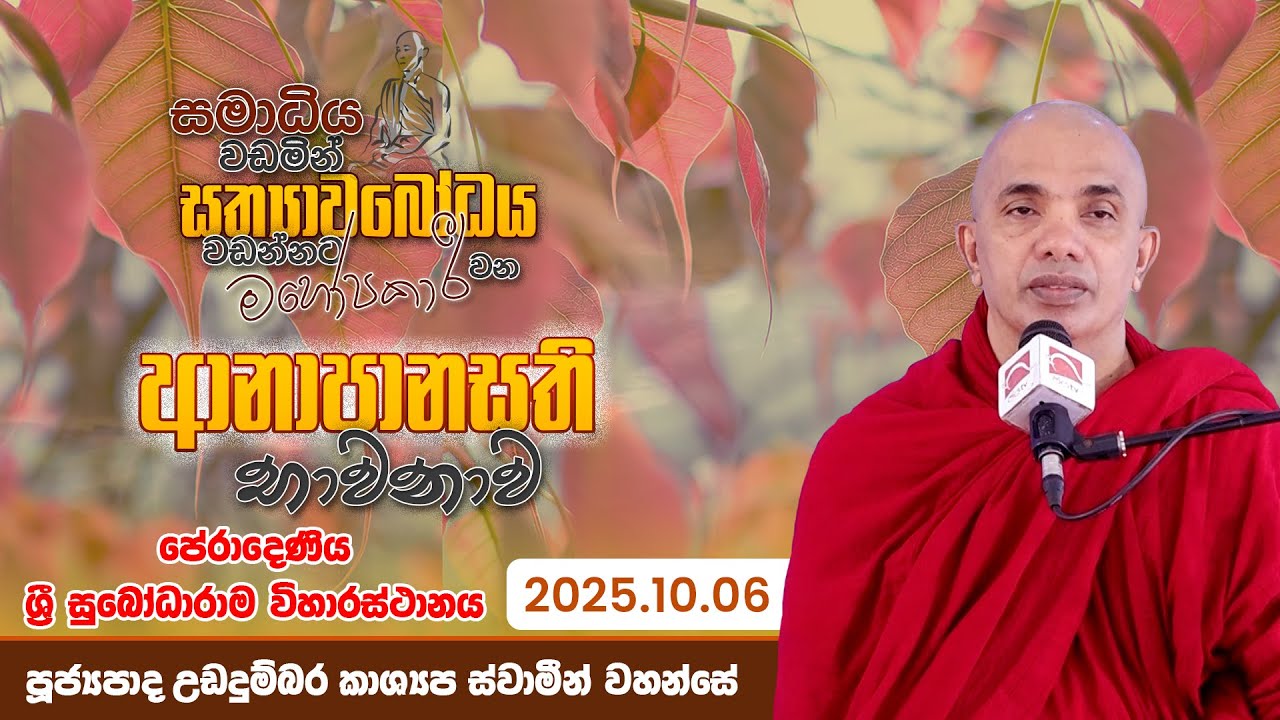 සත්&zwj;යාවබෝධය වඩන්නට ආනාපානසති භාවනාව 2025.10.06 | Udadumbara Kashyapa Thero