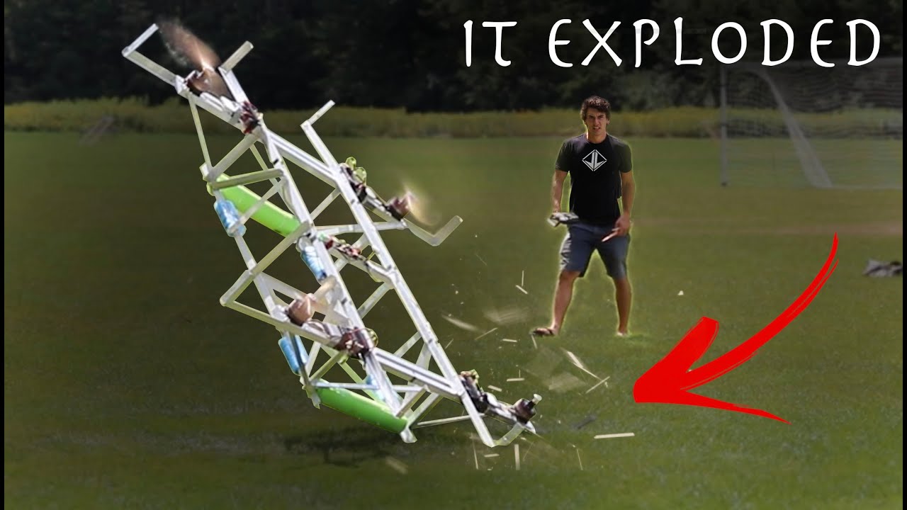 Testing Giant Human Flying Drone At Public Park! (It Exploded)