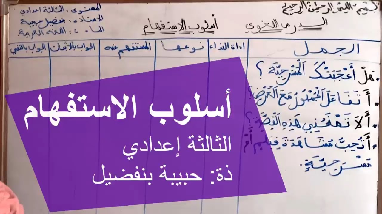 أسلوب  الاستفهام  | الثالثة اعدادي