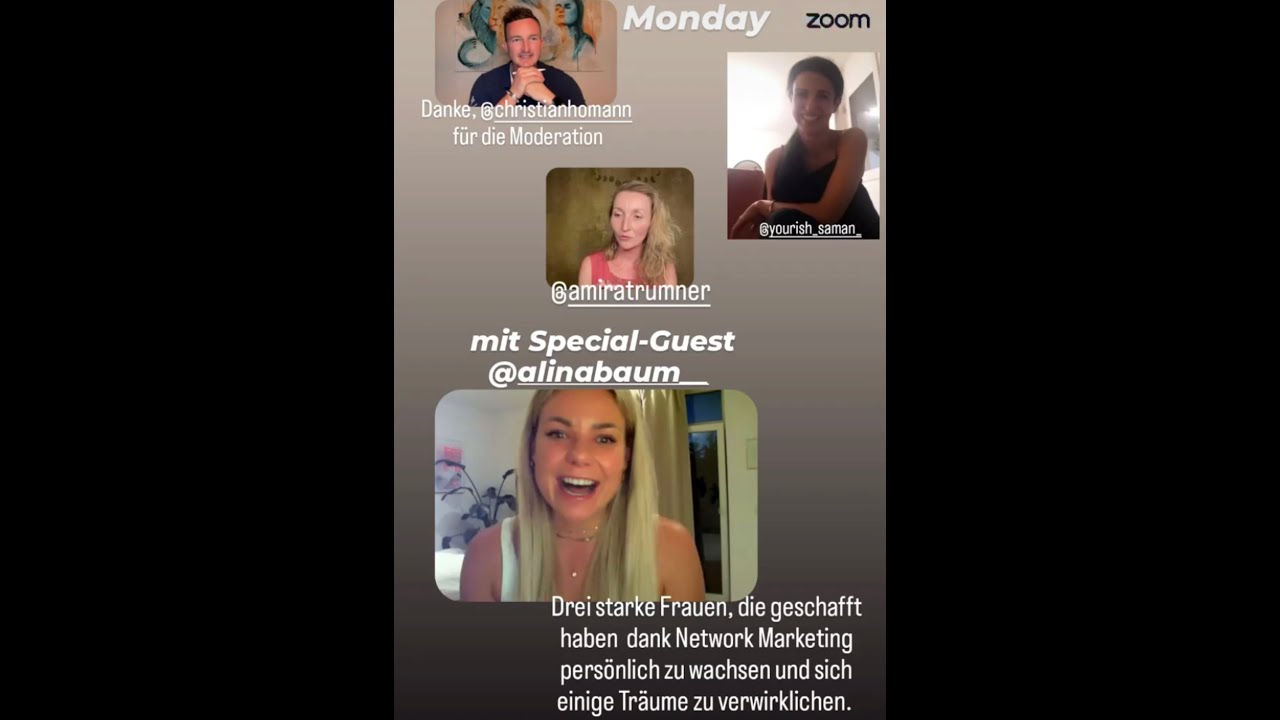 MondayZOOM, Alina Baum PT, Amira Trümner IMM, Saman Yourish MM, Christian Homann PPT, 14.08.23