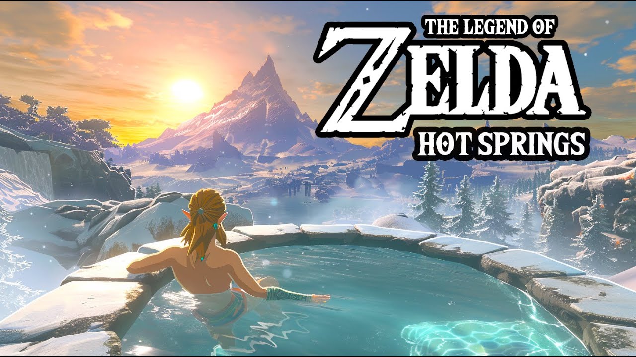 Hebra Mountain Onsen Hot Springs Ambience With Link At Nightfall - Relaxing Zelda Music to Study