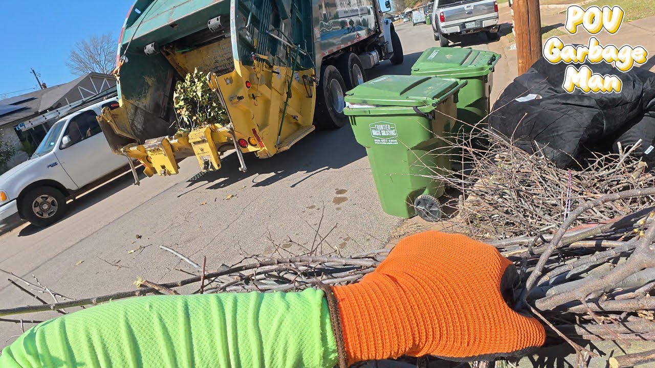 Garbage Collection in Rear-Loader Garbage Truck POV | 4K Full UHD ASMR