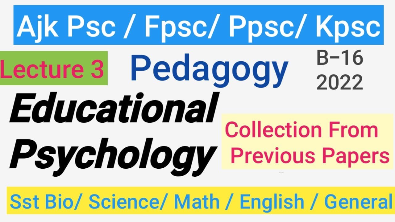 Psychology MCQS Solved  SST General B-16 AJK Psc Pedagogy for (NTS)(ETA)