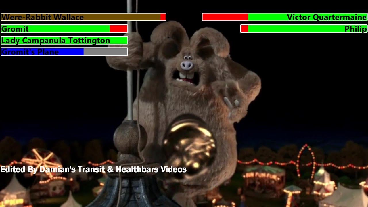 Wallace & Gromit: The Curse of the Were Rabbit (2005) Final Battle with healthbars