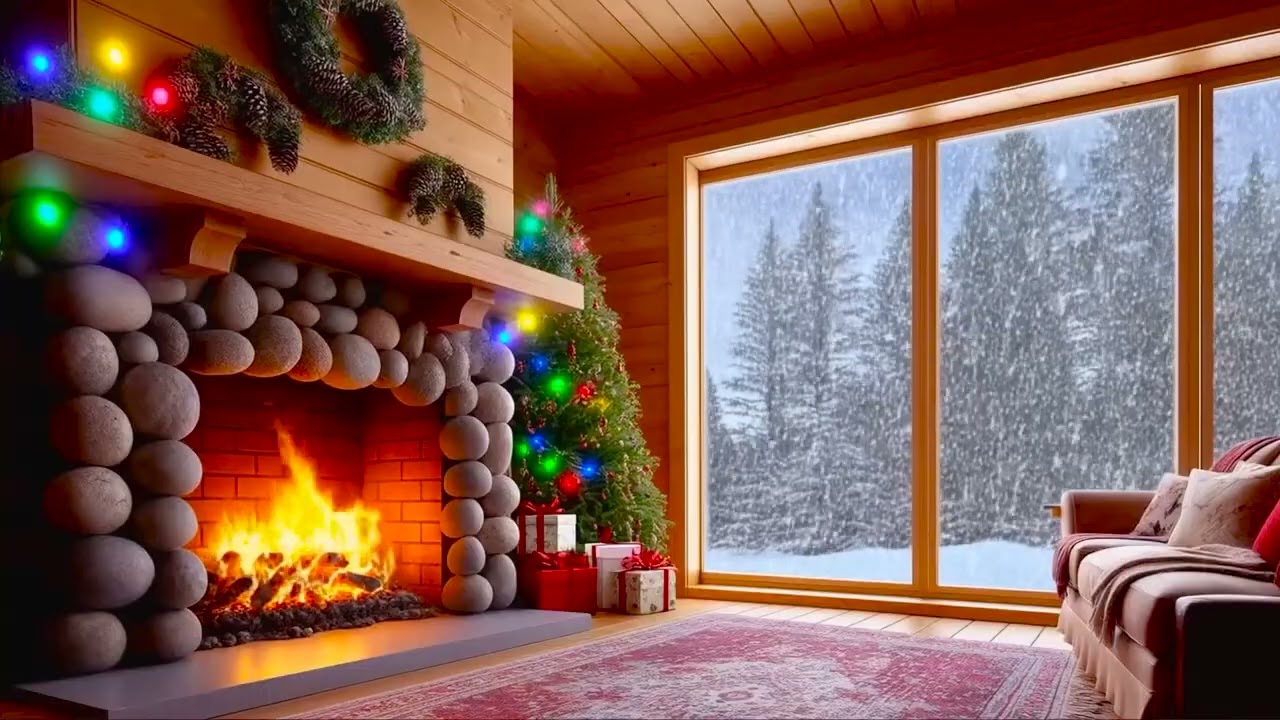 🎄Cozy Christmas Fireplace 3 Hours | 🔥Fireplace Crackling ❄️ Holiday Ambience (No Music)(NO ADS)