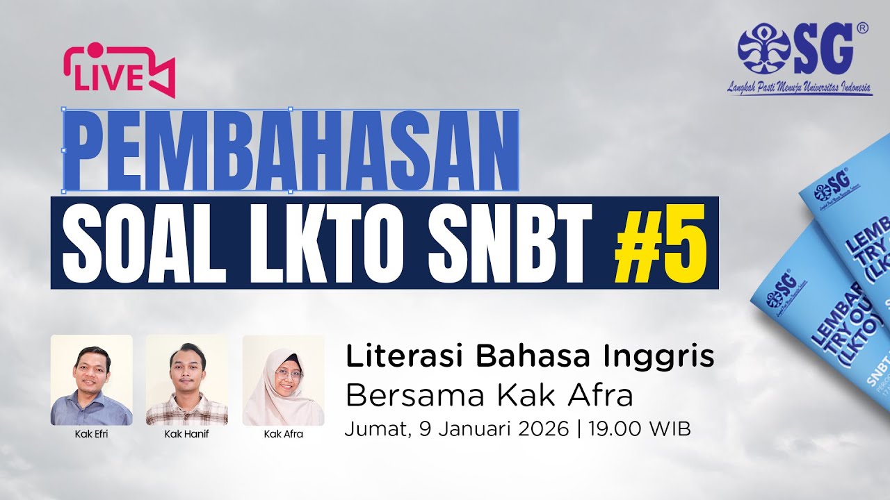 🔴 LIVE! Trik 'Skimming' Literasi Bahasa Inggris SNBT: Jawab Cepat Tanpa Baca Semua Teks!