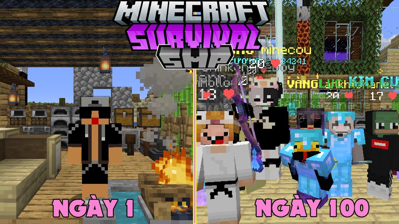 RAKYVN SINH TỒN 100 NG&Agrave;Y TRONG MINECRAFT SERVER SURVIVAL SMP SI&Ecirc;U KH&Oacute;! (MINEAHIHI.COM)