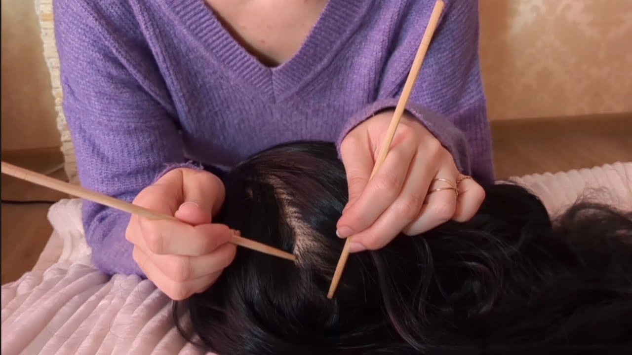 ASMR Scalp Check With Chopsticks 🥢 | Whispering/ Inaudible |