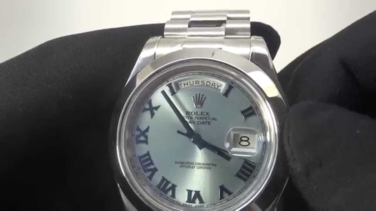 Rolex Day-Date II President Platinum  *ICE BLUE DIAL* ref. 218206
