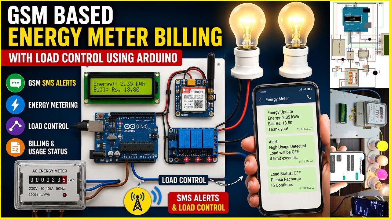 GSM based Energy Meter Billing with Load Control using Arduino
