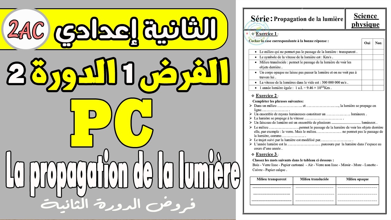 exercices corrigés la propagation de la lumière 2année collège