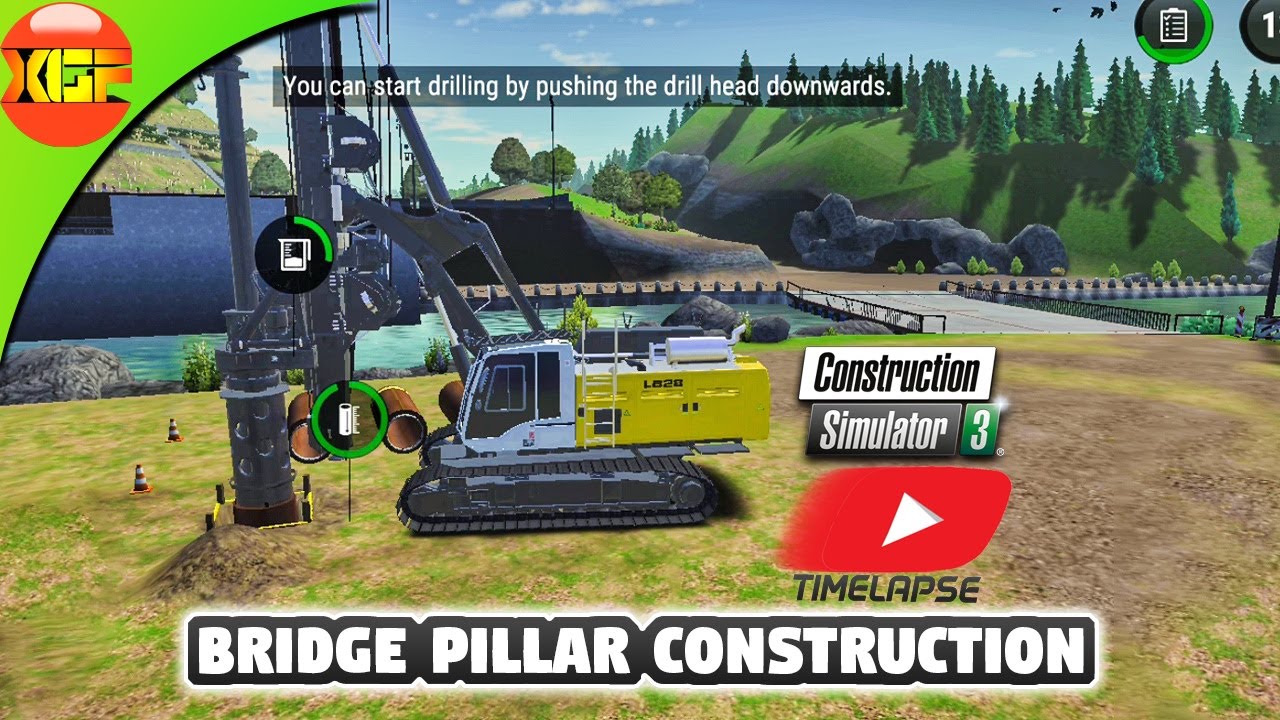Construction Simulator 3 Gameplay #9 Bridge To Neustein; Bridge Pillar Construction contract!