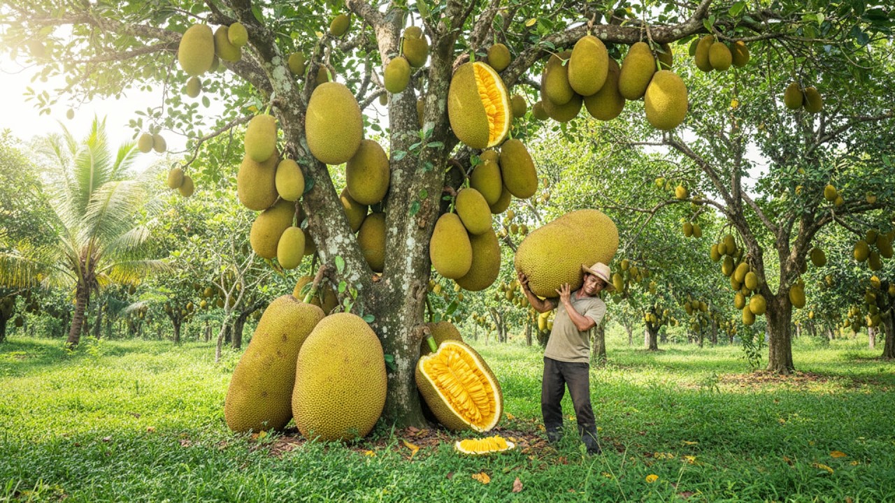 Inside the Farm: Harvesting Massive Golden Nugget Jackfruit for Sweet Fruit & Vegan Meat