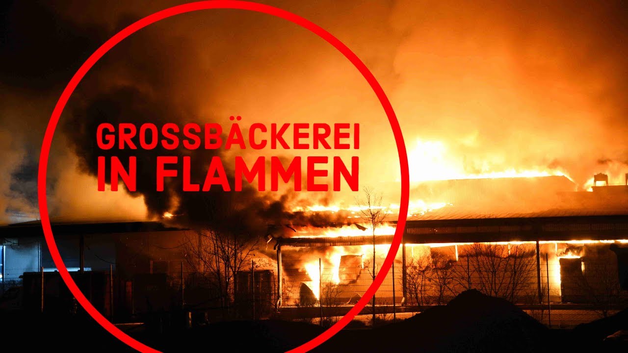 Großbäckerei steht in Walldorf in Flammen - Gasflaschen explodieren - Offenbar Millionenschaden