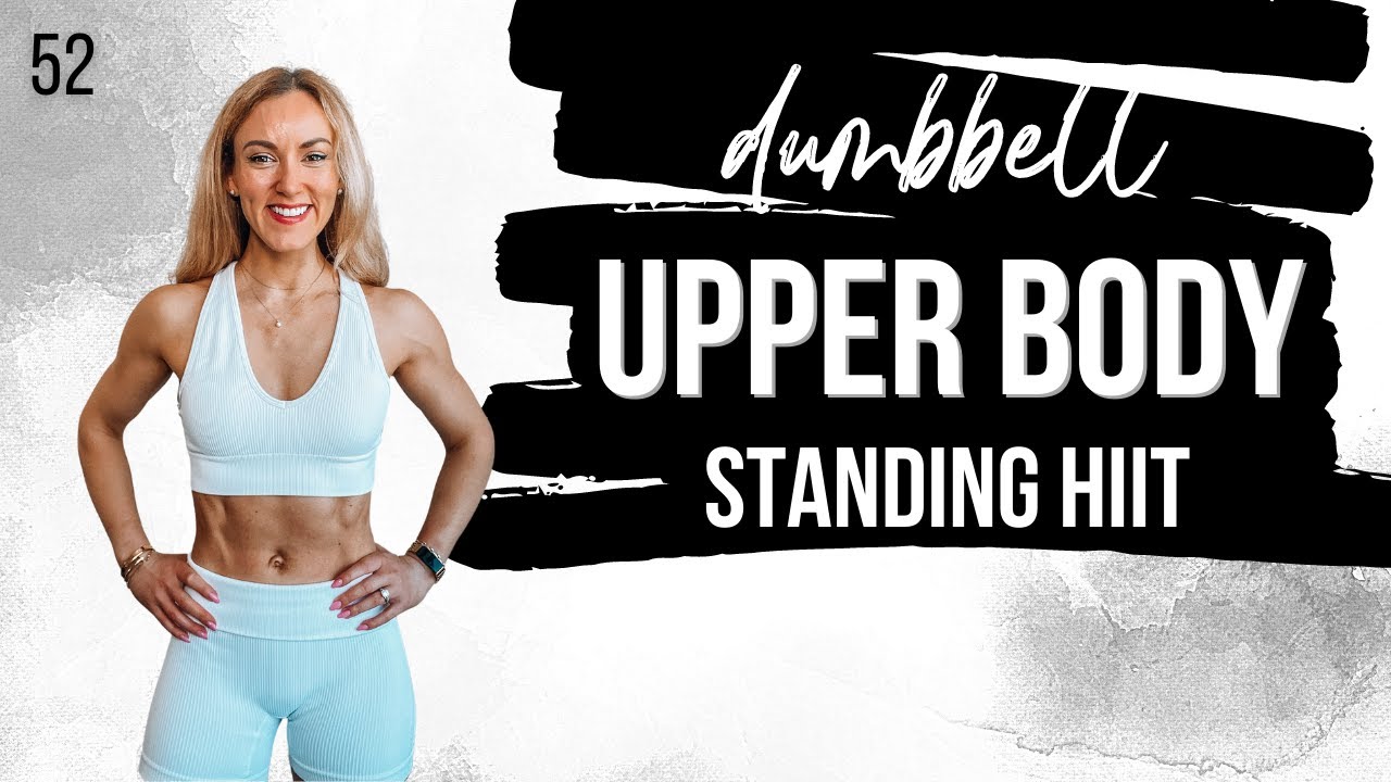 Upper Body Standing HIIT Workout at Home with Dumbbells | PUSH Workout | STRONG SUMMER 52