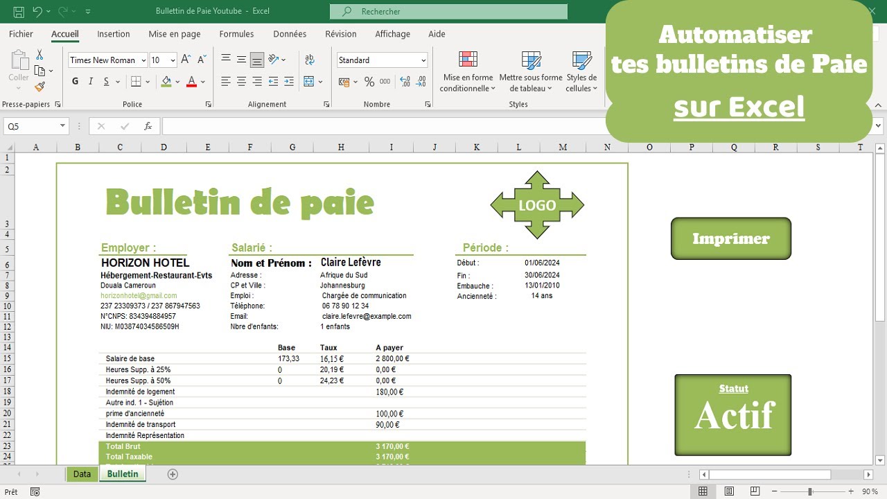 Comment automatiser tes Bulletins de paie sur Excel