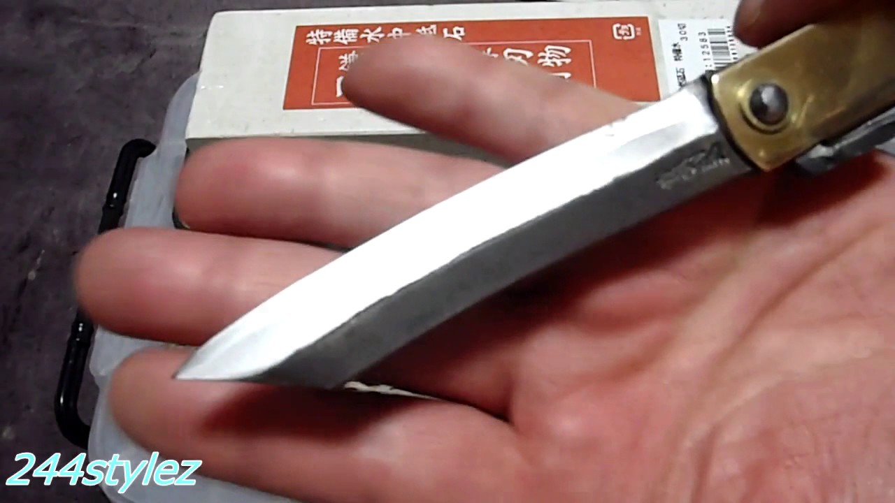 【天然砥石は】 肥後守 竹虎ナイフを天草砥石で研ぐ 【面白い】
