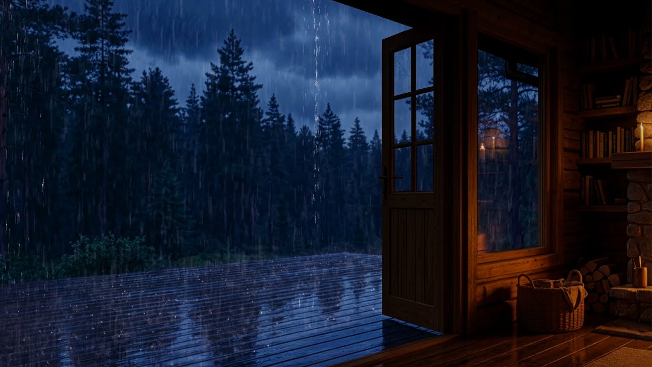 🌧️ Heavy Rain Sounds for Deep Sleep | Cozy Cabin Night