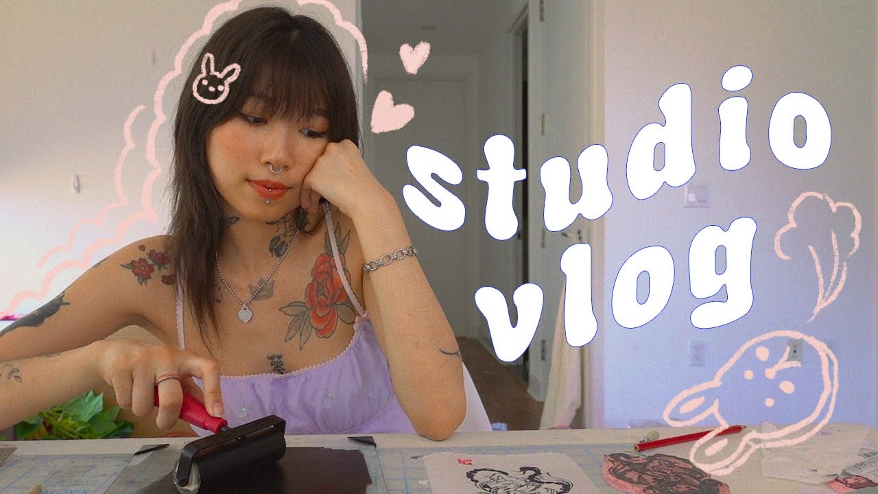 STUDIO VLOG// printmaking, tattooing, sewing 🐇✨