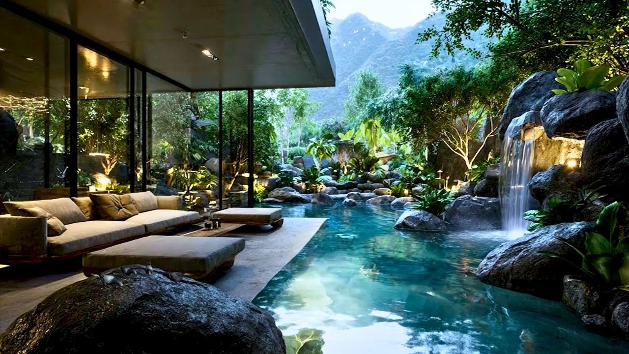 Rejuvenate Your Mind 🌴 Tropical Pool & Waterfall Sounds for Focus, Calm, & Relaxation