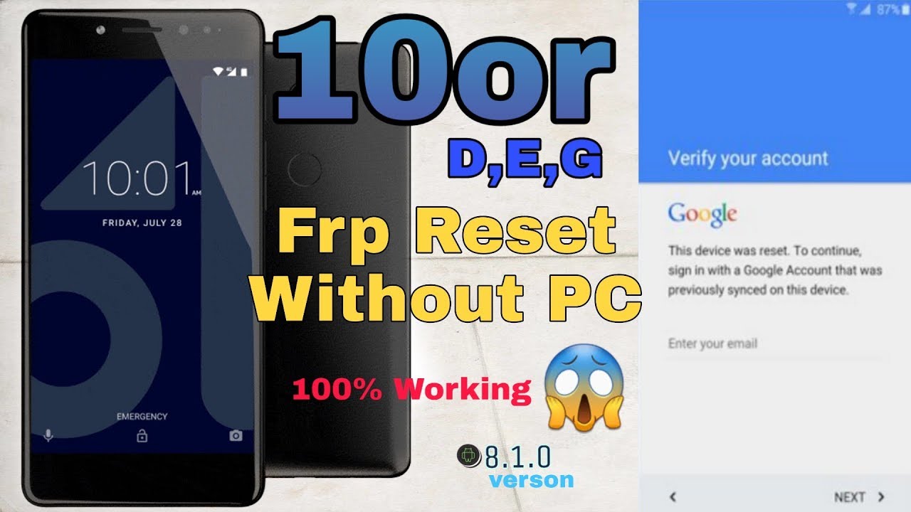 10.OR D Frp Bypass Google Acccount Unlock 10.OR E  8.1.0 Oreo Without PC
