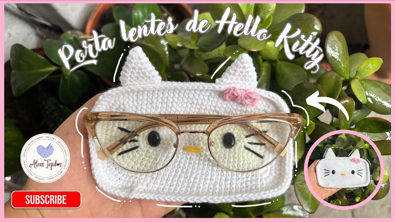 TUTORIAL: porta lentes de Hello Kitty a crochet 💞 #amigurumi #tejidos #hellokitty 