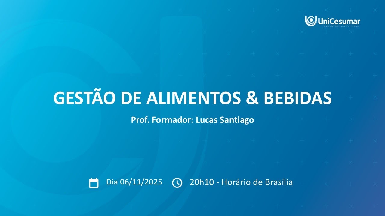 AULA 01 - GESTÃO DE ALIMENTOS E BEBIDAS