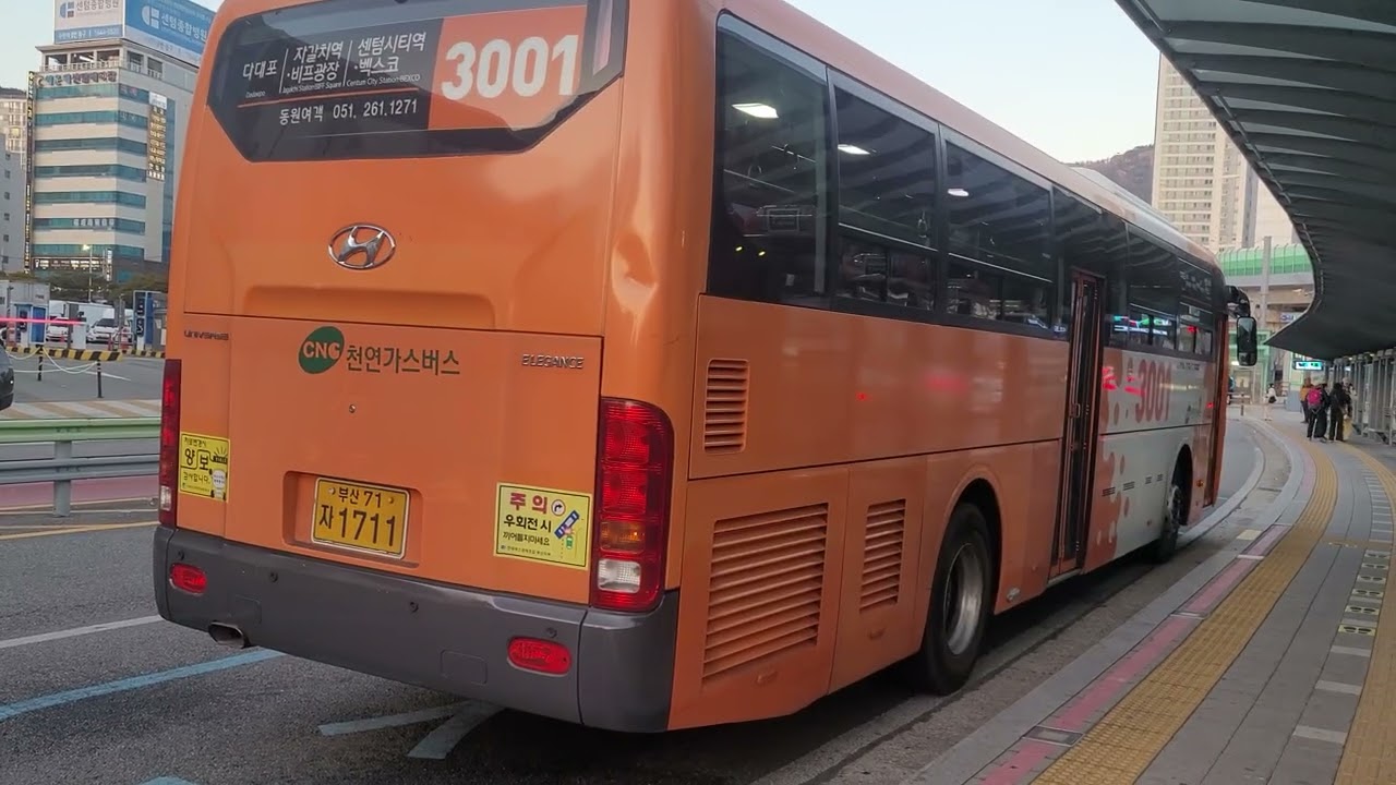 부산광역시 시내버스[도시고속형] 신도색(3기) 3001번 버스 올림픽교차로환승센터발 다대포행 부산 71자1711호 차량 외부 구경(Feat. 올림픽교차로환승센터 종점).
