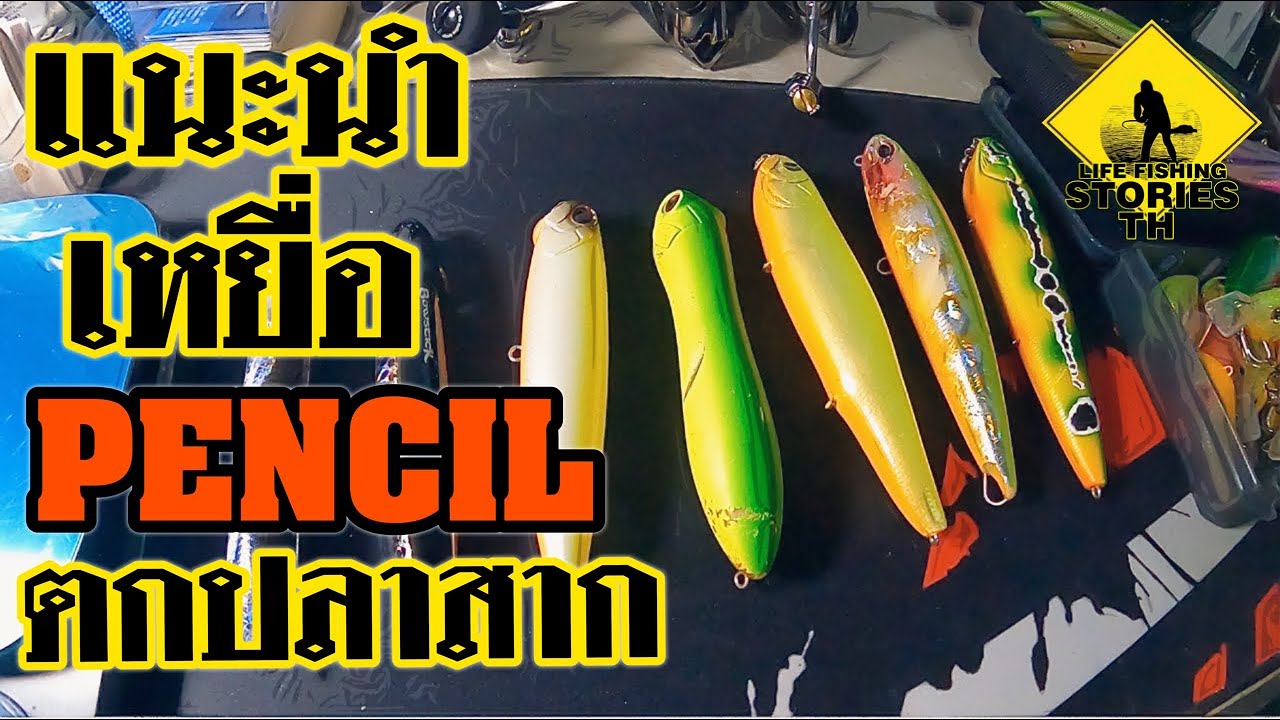 แนะนำเหยื่อปลอม ผิวน้ำ ตกปลาสาก ชายฝั่ง Pencil lure. :[ LFST ตีเหยื่อปลอมชายฝั่ง 21 ]