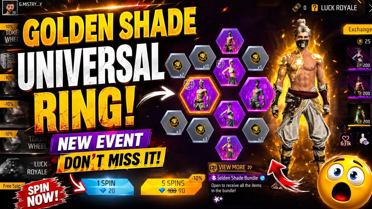 Golden Shade Universal Ring Event Free Fire | Next Universal Ring Event | Free Fire New Event Tamil 