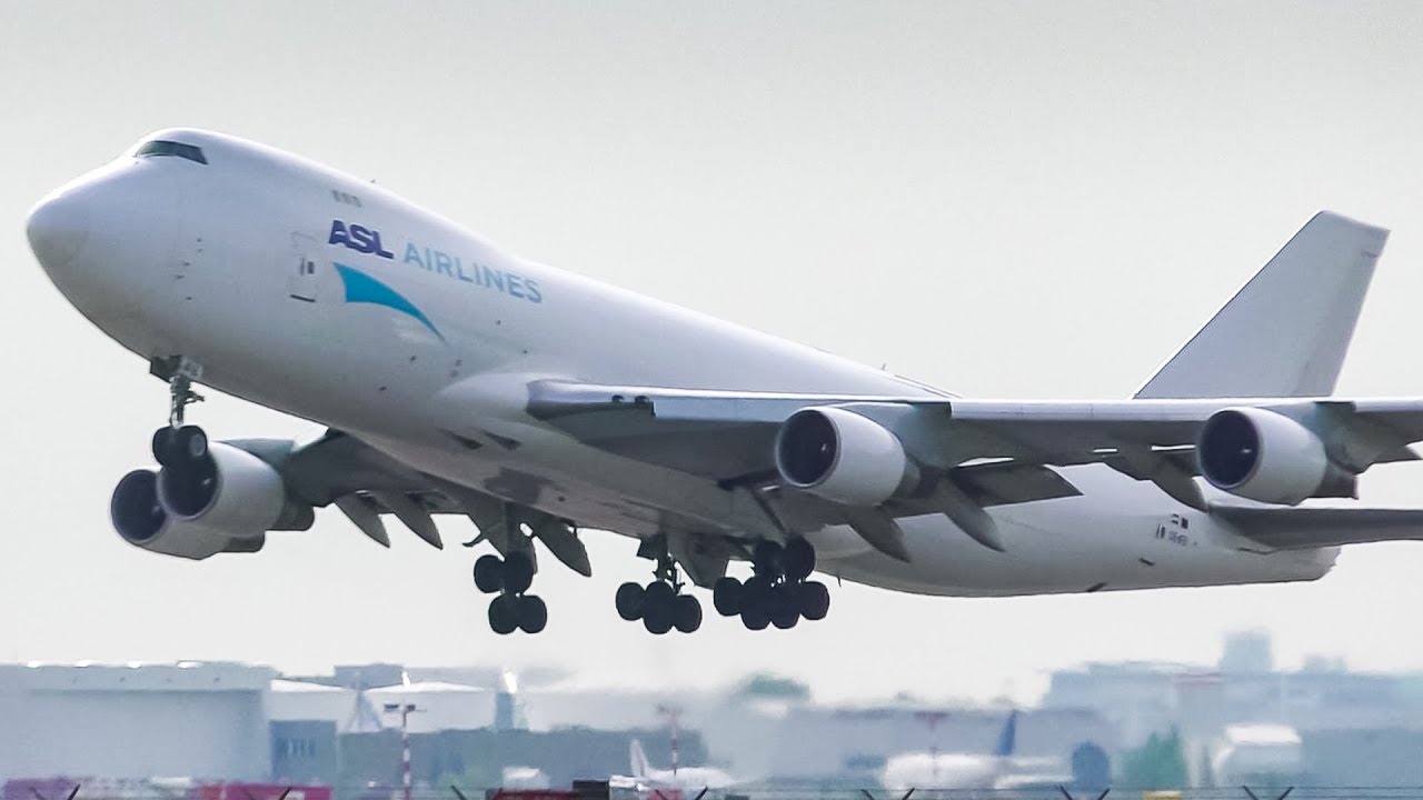 ASL Airlines Belgium Boeing 747-400F Taxi and Takeoff from Calgary Airport