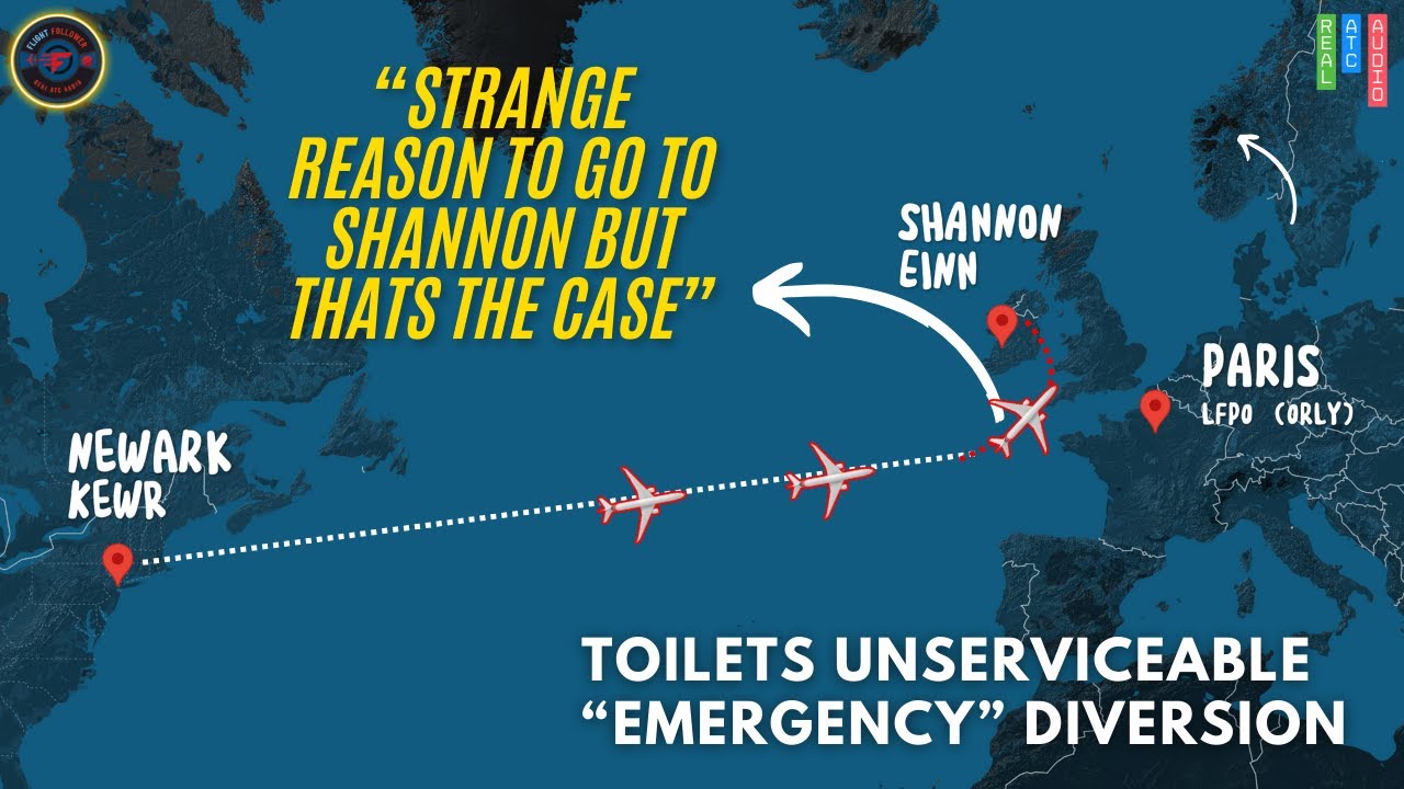 Transatlantic Flight diverts to Ireland airport so passengers can use toilet! 