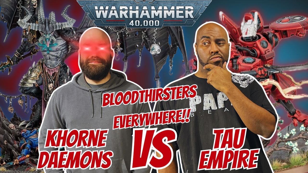 Khorne Daemons vs Tau Empire. Warhammer 40K 2000pts battle report. Pariah Nexus.
