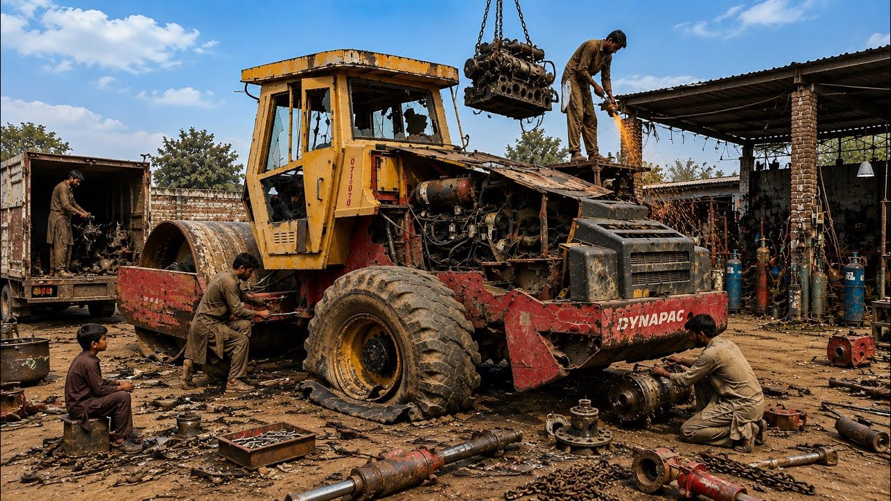 Heavy Road Roller Repair and Restoration | Construction Equipment Maintenance