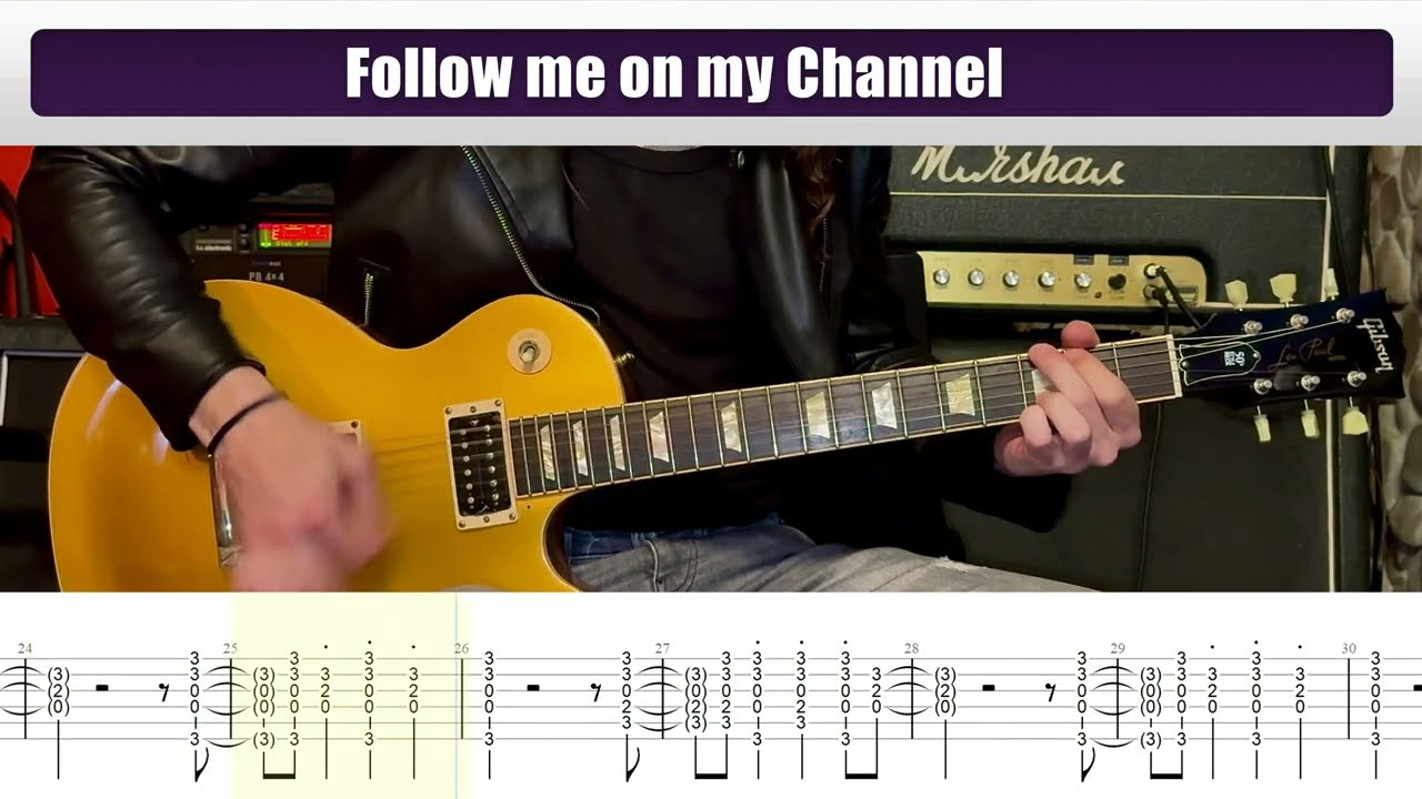 ACDC - You Shook Me All Night Long Guitar lesson I cover I tutorial I tab I How to play