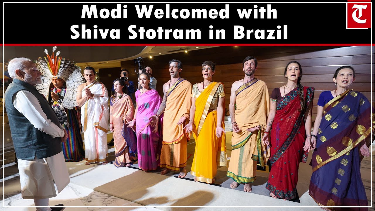 PM Modi Welcomed in Brasilia with Shiva Stotram, Meets Indian Diaspora