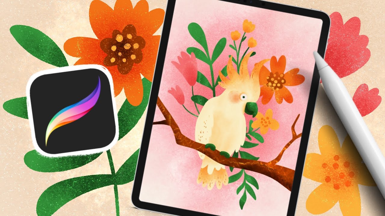 🦜 Dessine ce cacatoès sur Procreate | Tuto facile