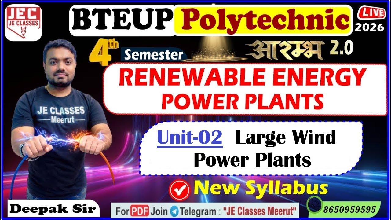 🔥15 Renewable Energy Power Plants Electrical Engineering UPBTE 4th Semester आरम्भ बैच 2.0 || JEC
