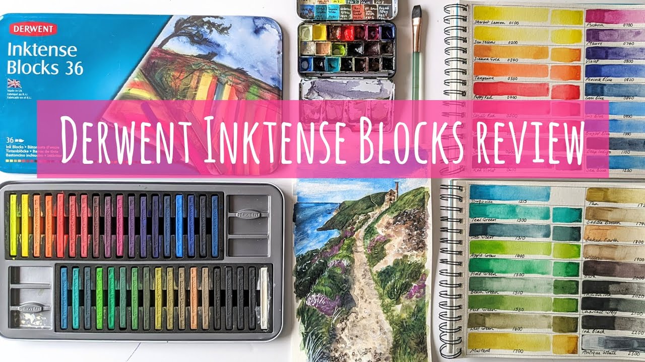 Derwent Inktense Blocks Swatch, Review, Painting & Comparison with Pencils, Paints & Watercolours