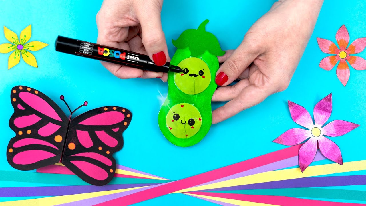 Ideias virais do TikTok🦋 Pop it de papel, Borboleta voadora, pião e flores 😍TUDO FEITO DE PAPEL