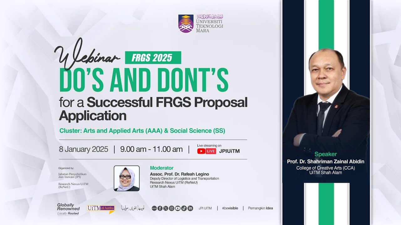 RESEARCH WEBINAR: DO'S AND DON'TS FOR A SUCCESSFUL FRGS PROPOSAL APPLICATION